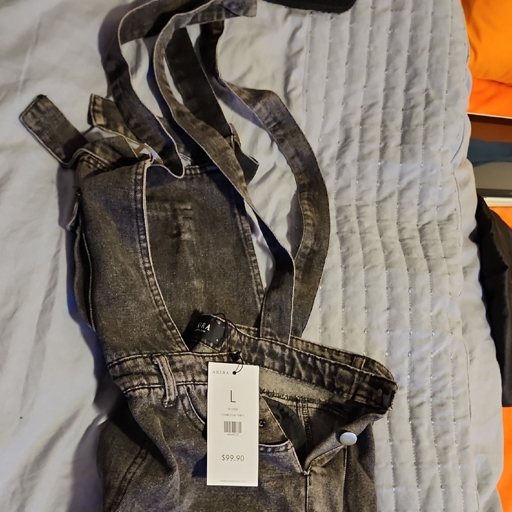 AKIRA Charcoal Denim Jumpsuit